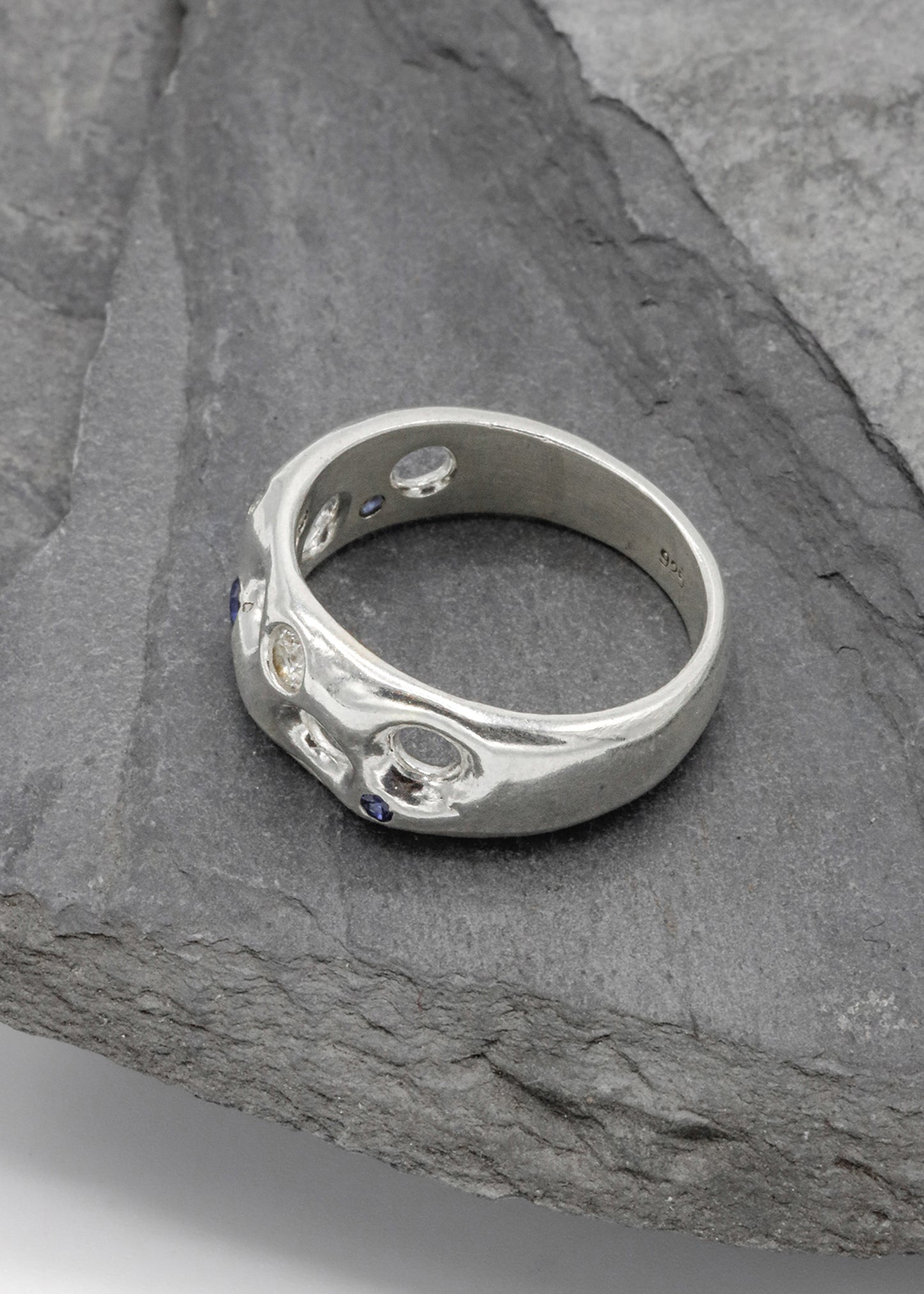 Mortar Ring- Blue/ White Sapphires