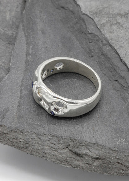 Mortar Ring- Blue/ White Sapphires