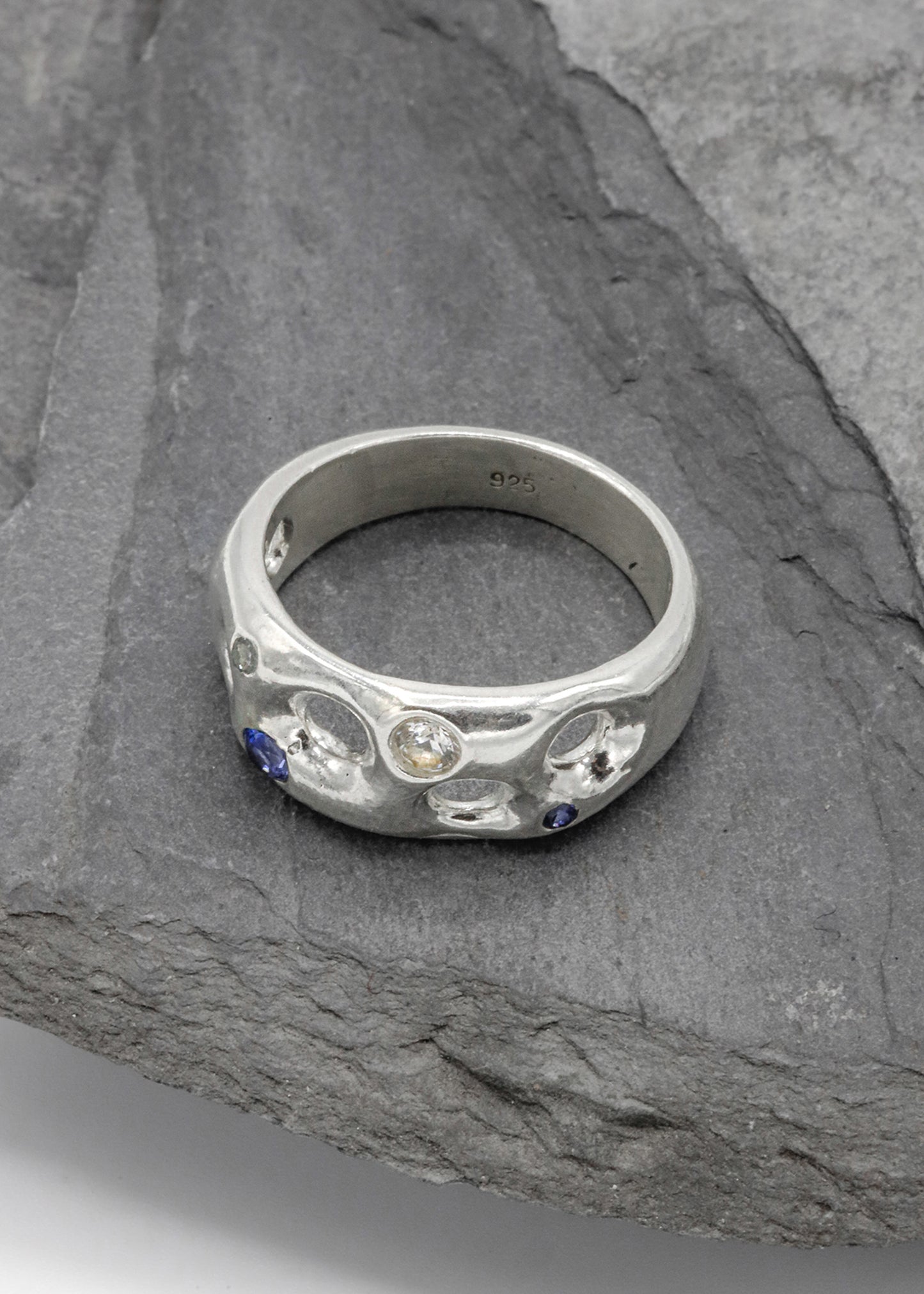 Mortar Ring- Blue/ White Sapphires