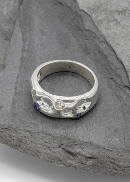 Mortar Ring- Blue/ White Sapphires