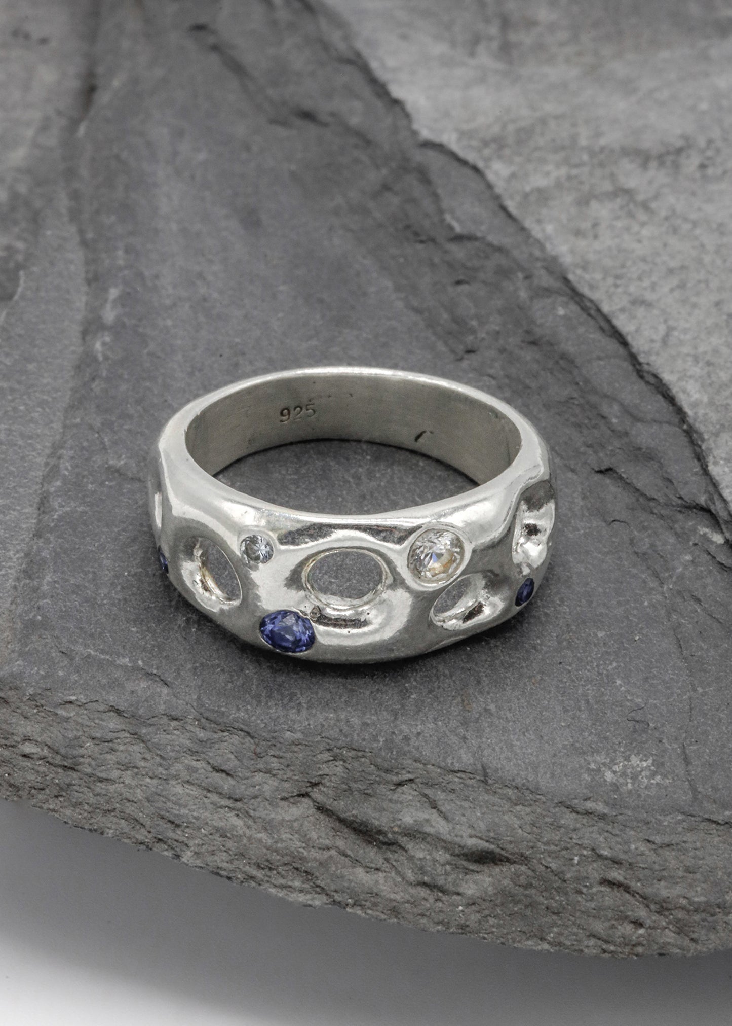 Mortar Ring- Blue/ White Sapphires