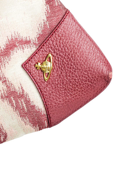 90s vintage pink jacquard leopard print bag with circular handle