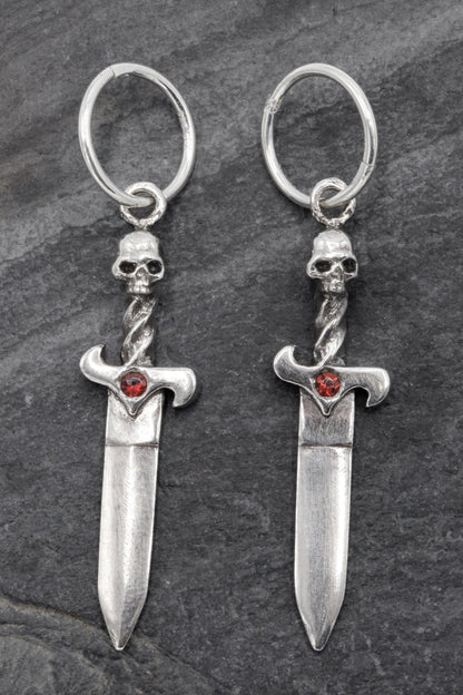 Skull Dagger Earrings- sterling silver