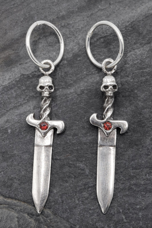 Skull Dagger Earrings- sterling silver