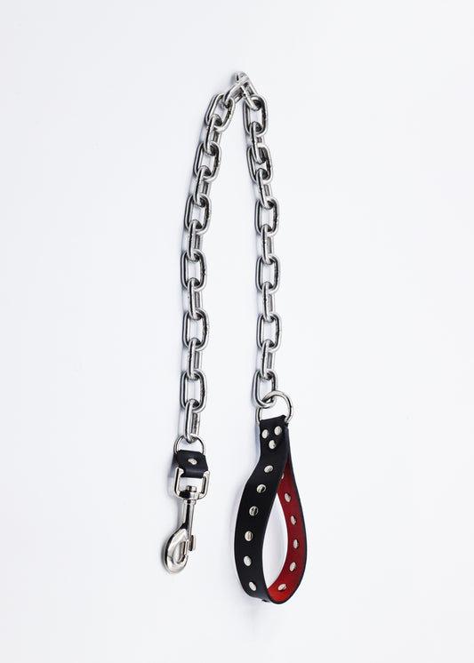 Heavy Duty Industrial Chain Leash- Black Leather