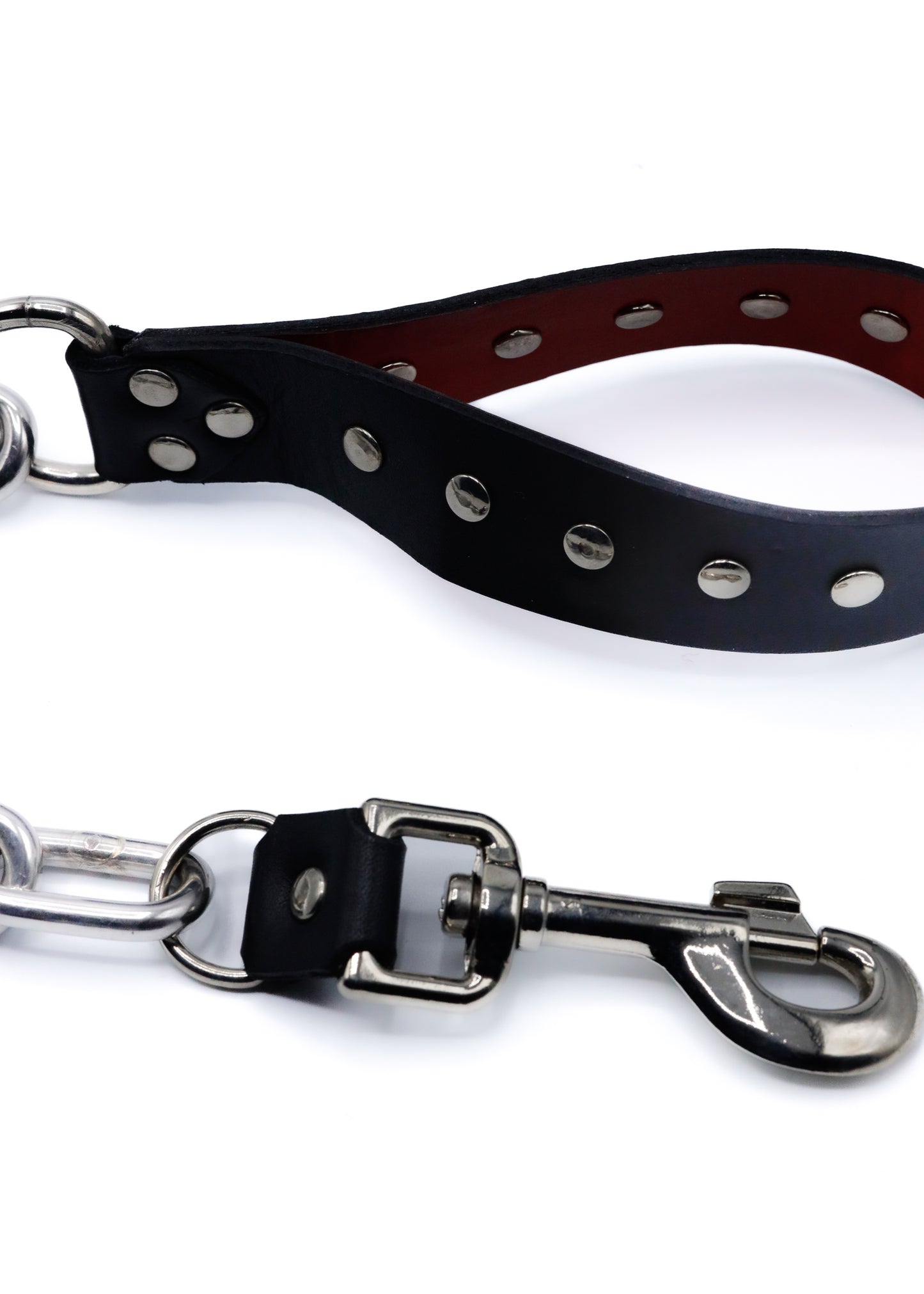Heavy Duty Industrial Chain Leash- Black Leather