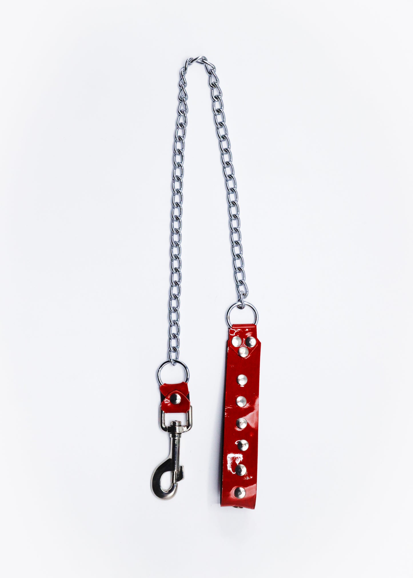 Chain Leash- Cherry Red Patent