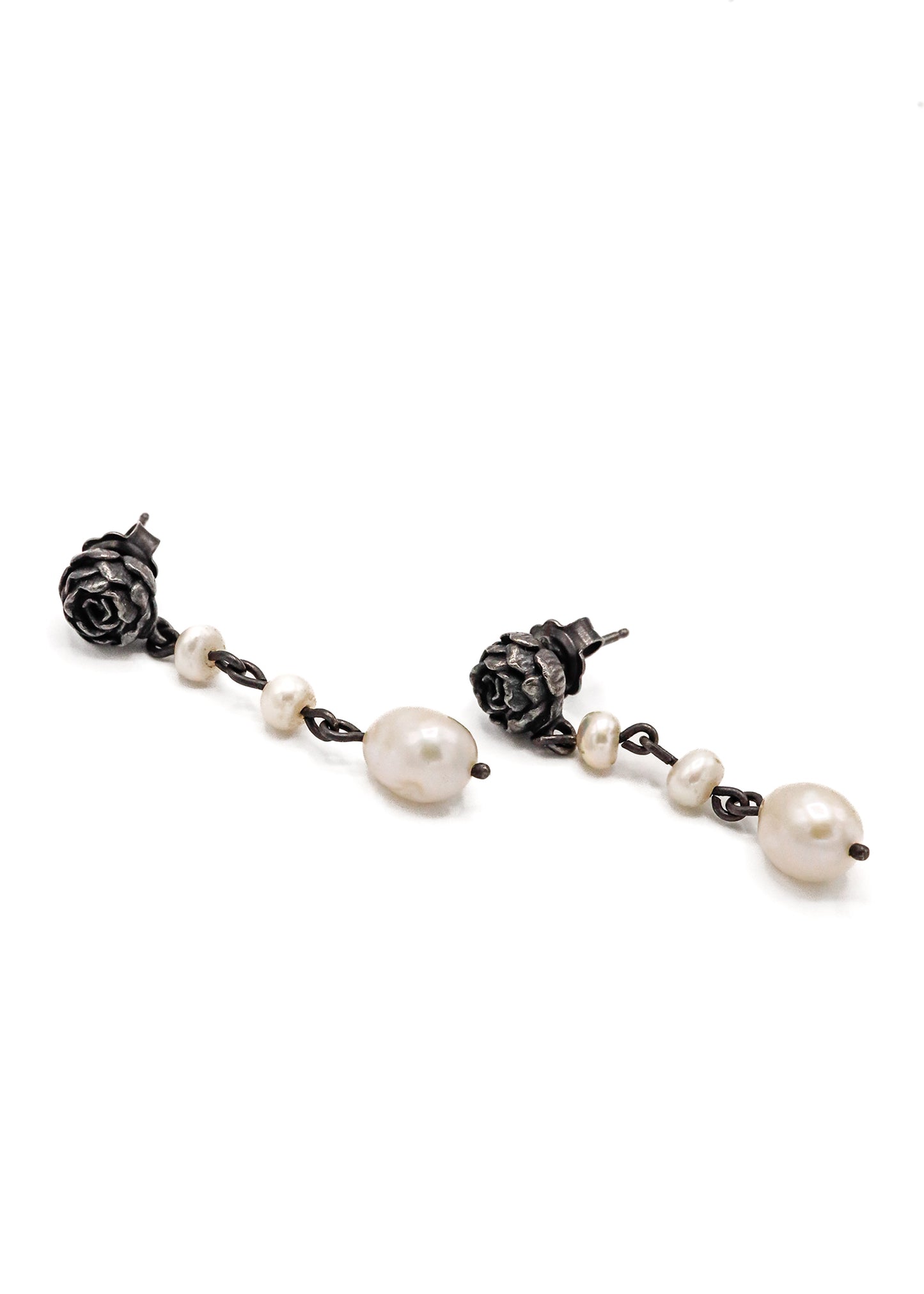 Freshwater pearl peony drop earrings