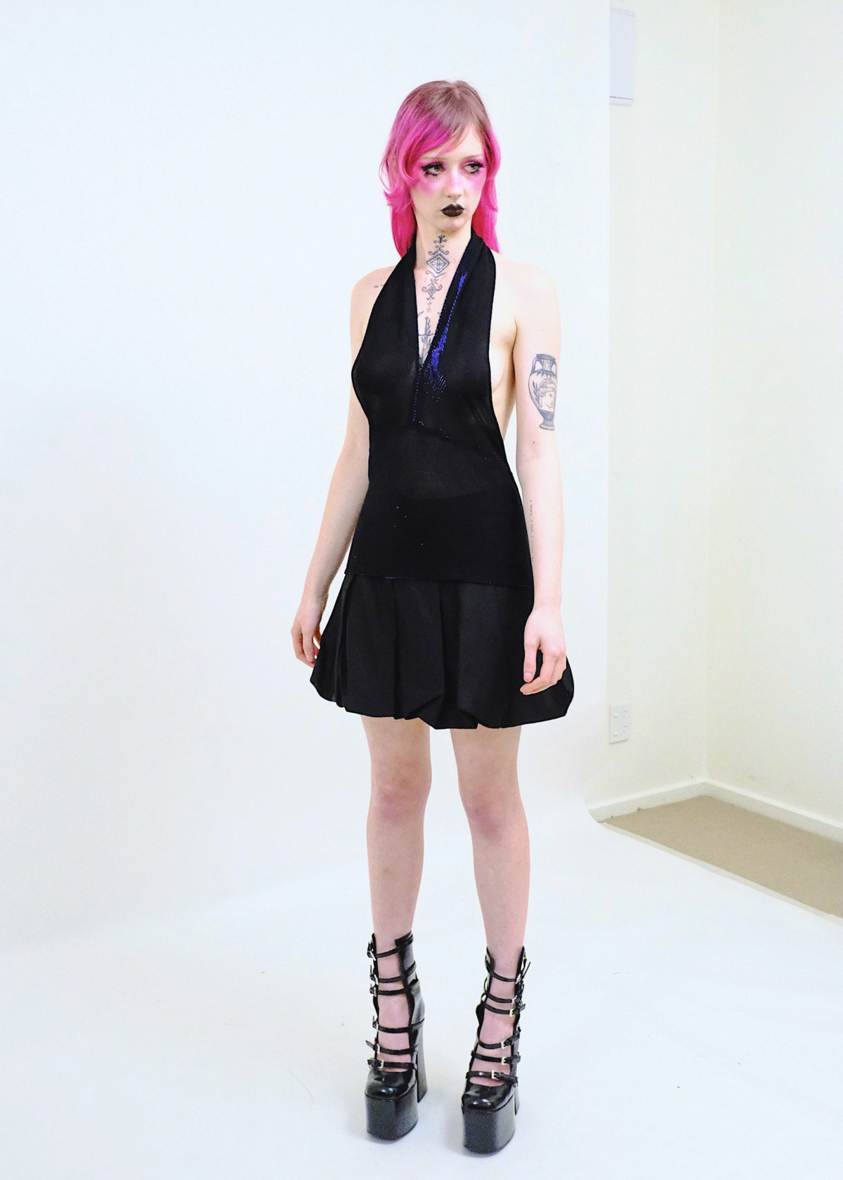 Iridescent colour shift sheer halter top