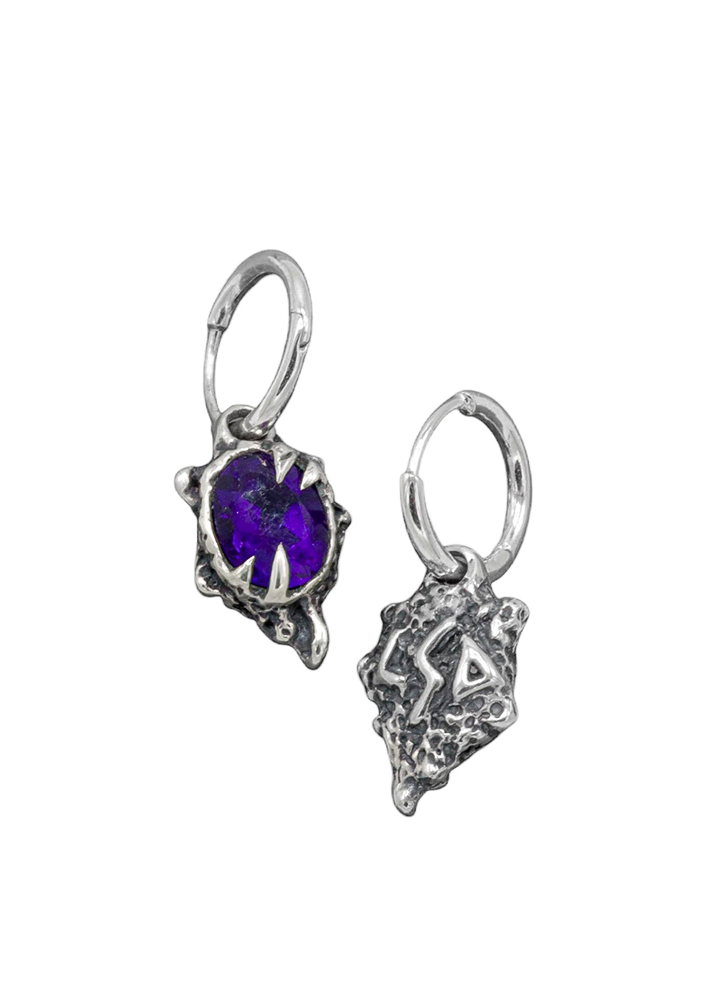 Primordial Hoop Earrings- Amethyst