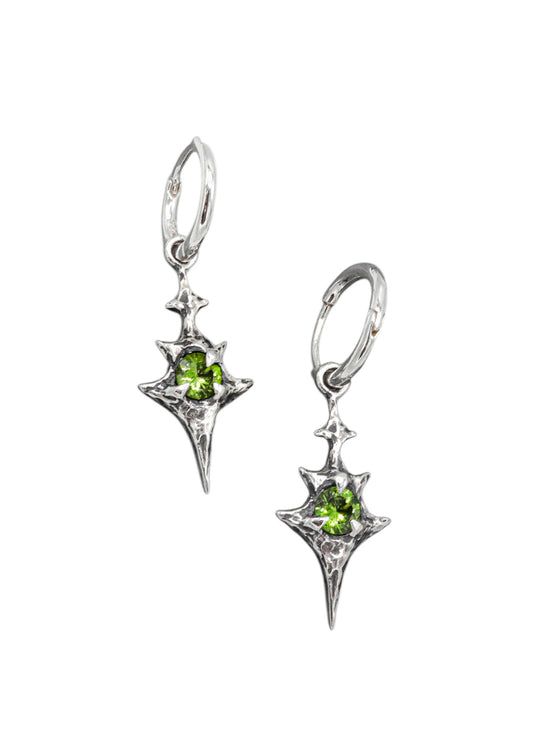 Eldritch Hoop Earrings- Green CZ
