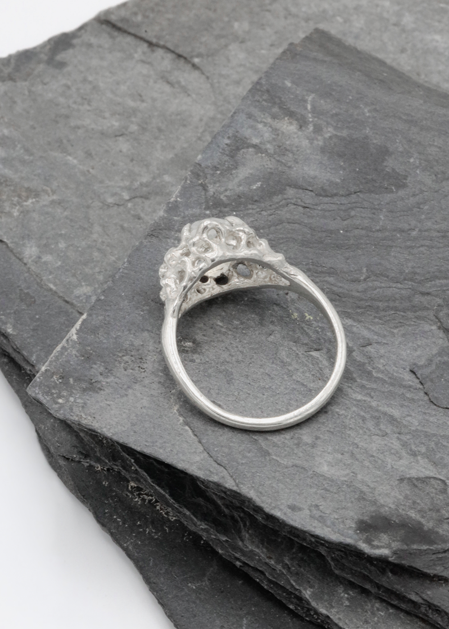 Sea Nymph Moonstone Ring- Bright Silver