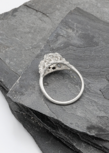 Sea Nymph Moonstone Ring- Bright Silver