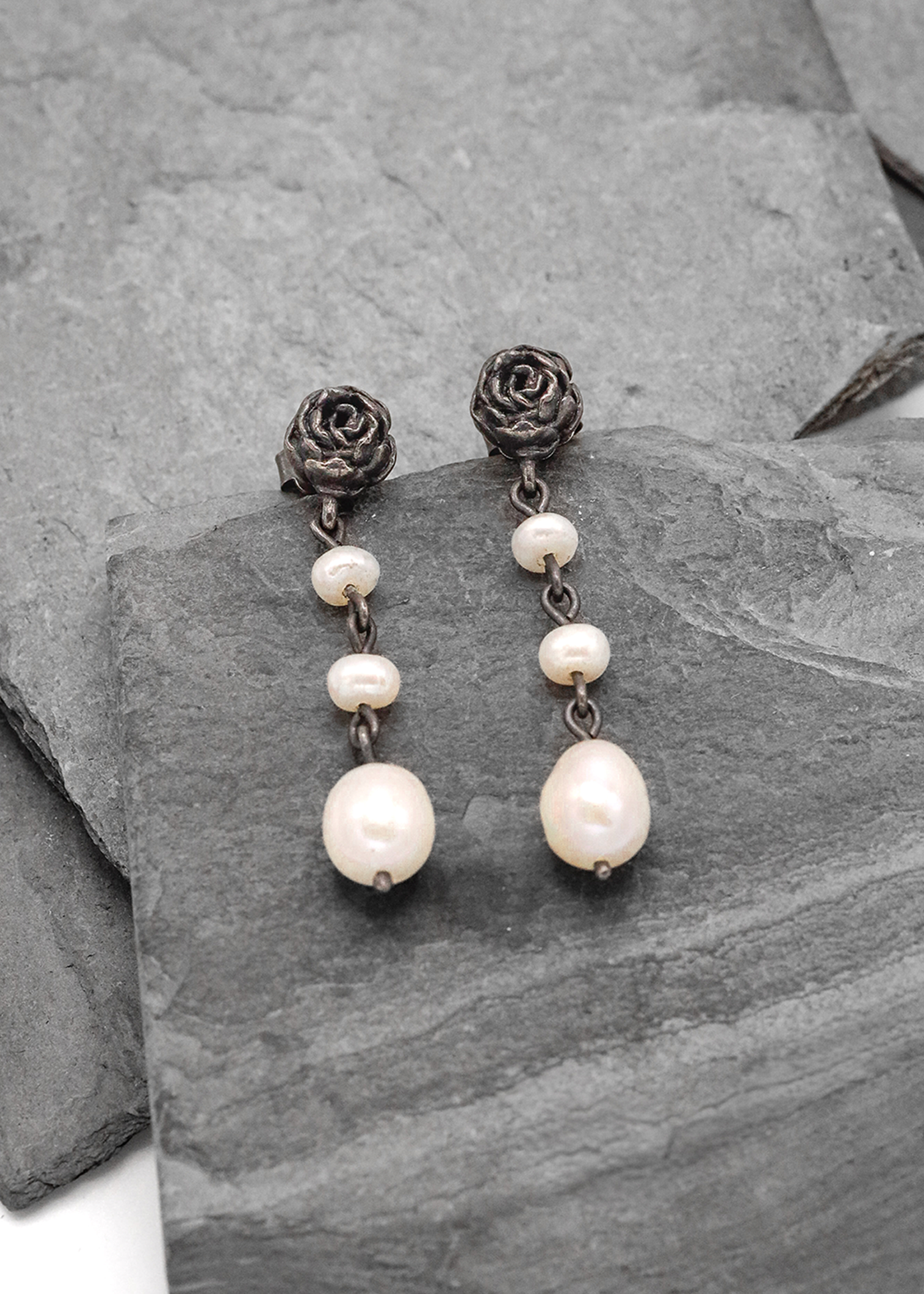 Freshwater pearl peony drop earrings