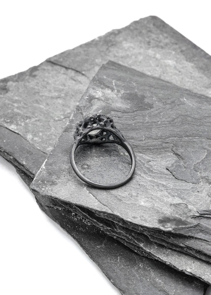 Sea Nymph Moonstone Ring- Oxidised silver