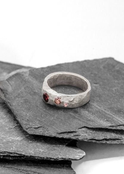 Pink/ red sapphire stacker ring