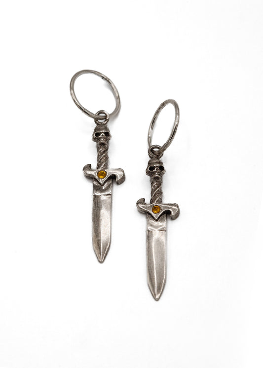 Skull Dagger Earrings- sterling silver