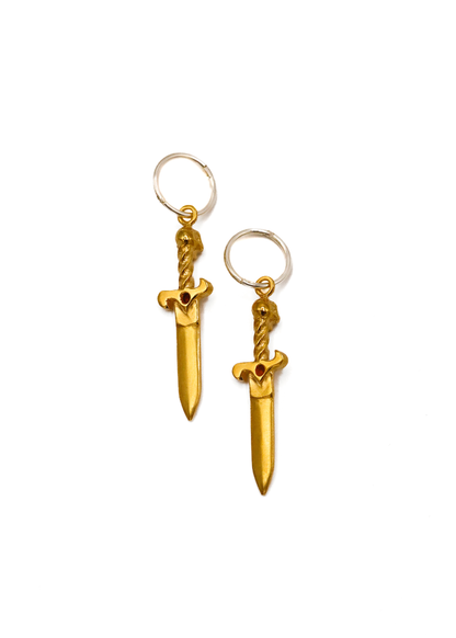 Skull Dagger Earrings- gold plate