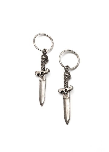 Skull Dagger Earrings- sterling silver