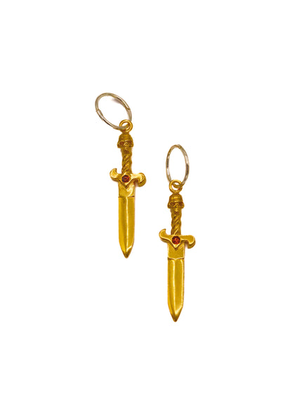 Skull Dagger Earrings- gold plate