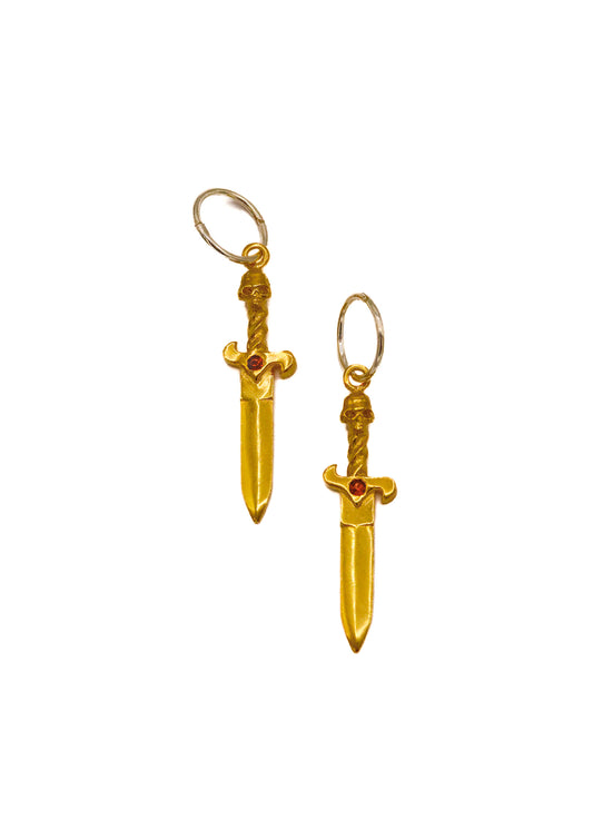 Skull Dagger Earrings- gold plate