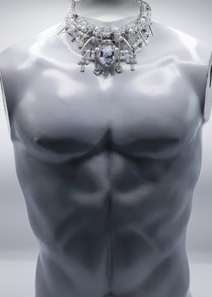 Beaded cameo necklace