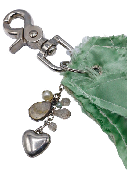 Plushie Scrap Key Ring- green satin