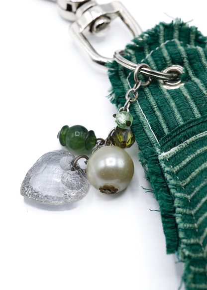Plushie Scrap Key Ring- green cord