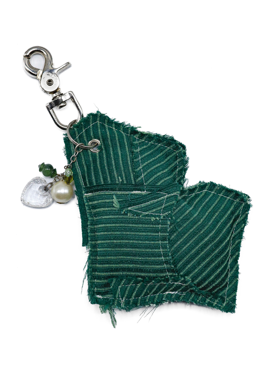 Plushie Scrap Key Ring- green cord