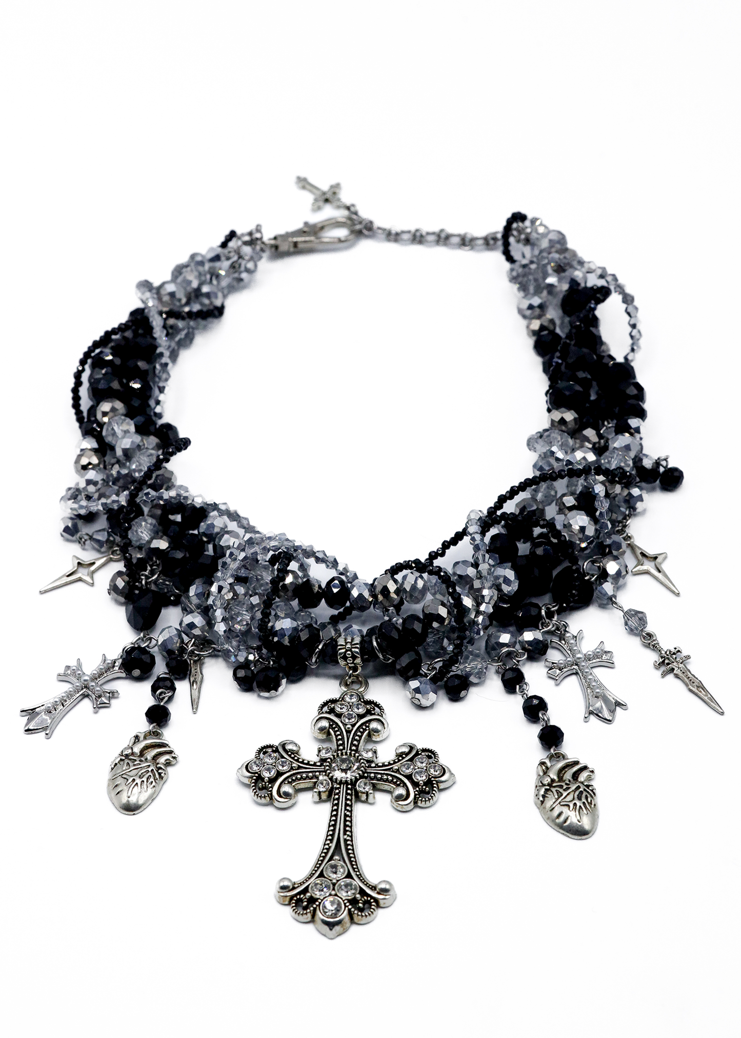 Interwoven beaded crucifix necklace