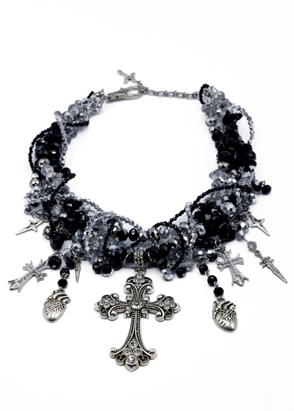 Interwoven beaded crucifix necklace