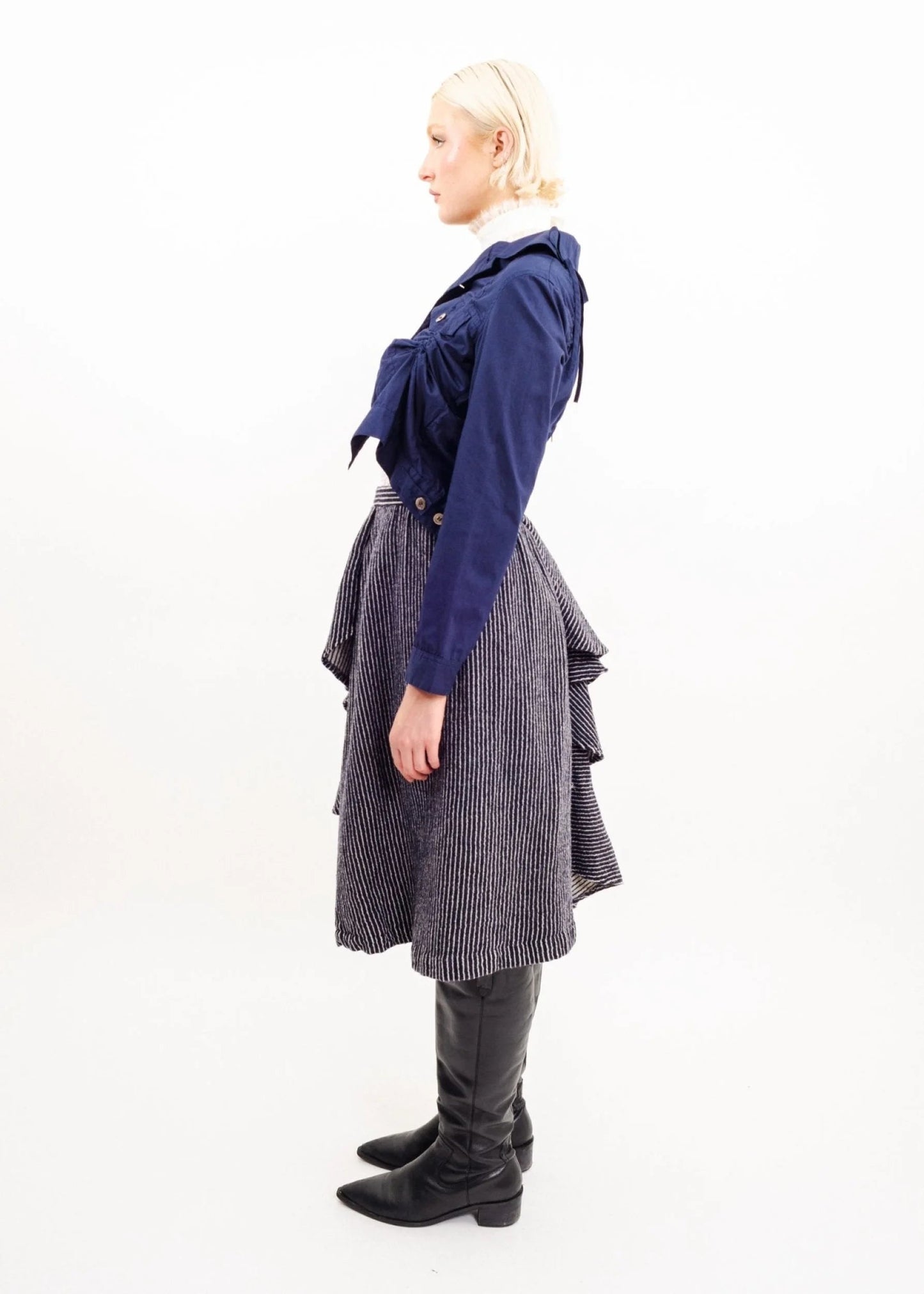 Comme des Garçons AD2007 Felted wool asymmetric ruffle skirt