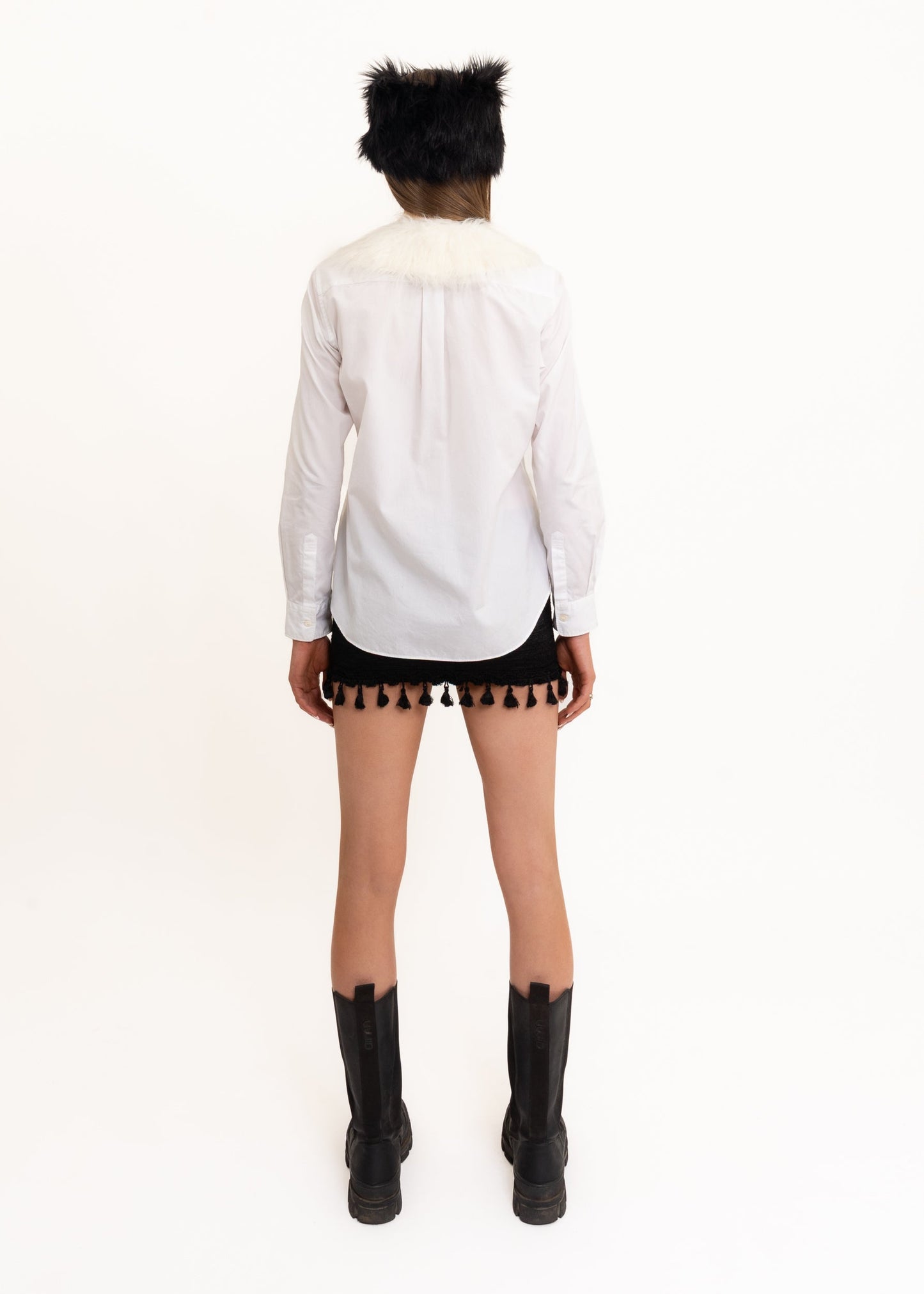 AD2016 Faux fur collared shirt