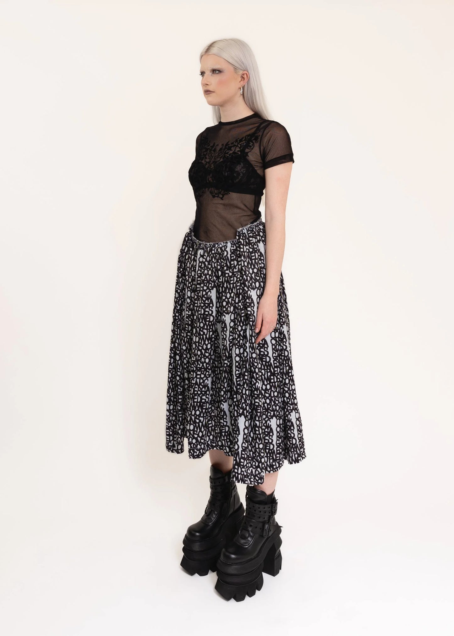 Comme des Garçons AD2018 Graffiti print skirt