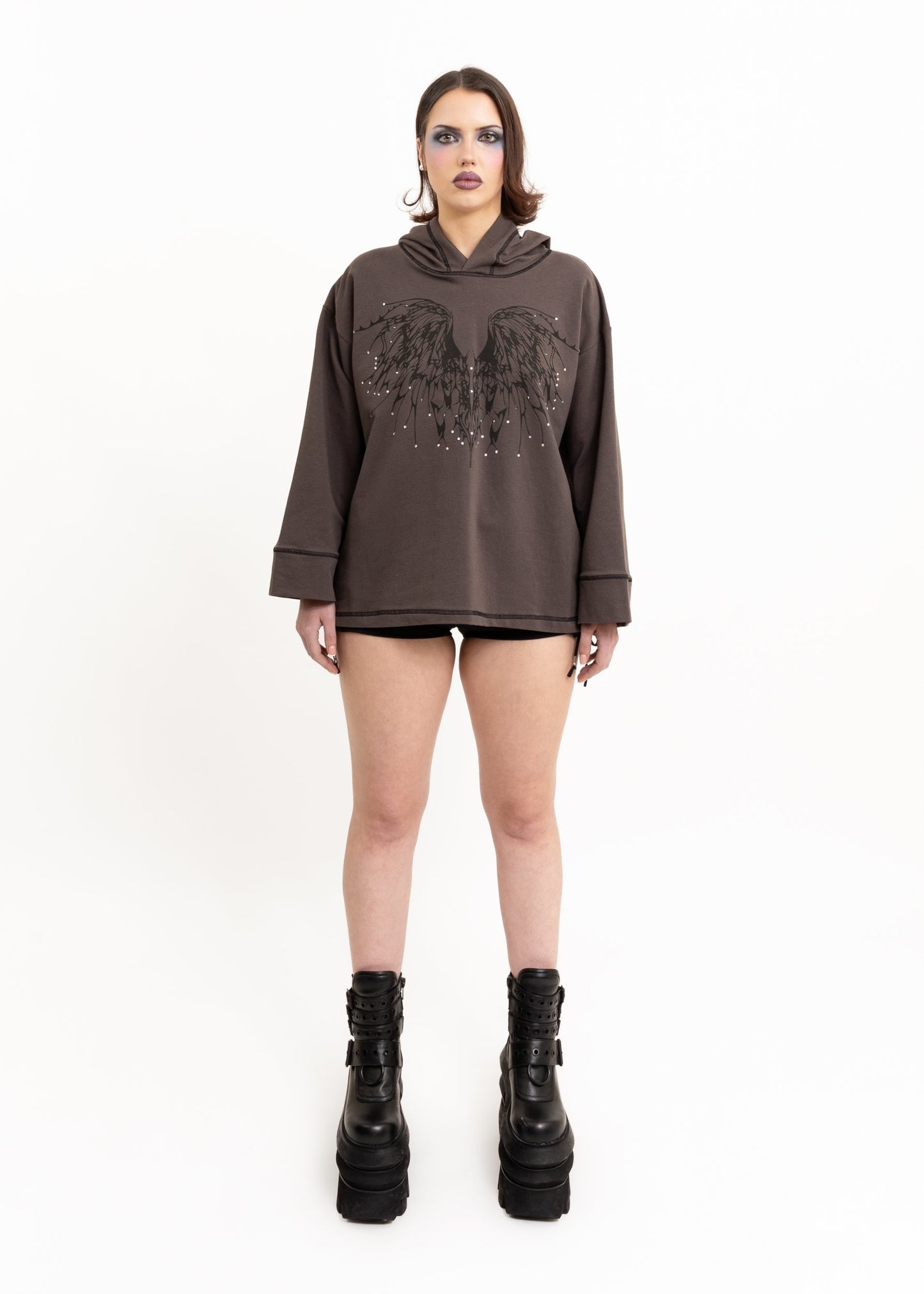 Awatea Anahera Long Sleeve Hooded T-Shirt- bedazzled Bizarre Bazaar