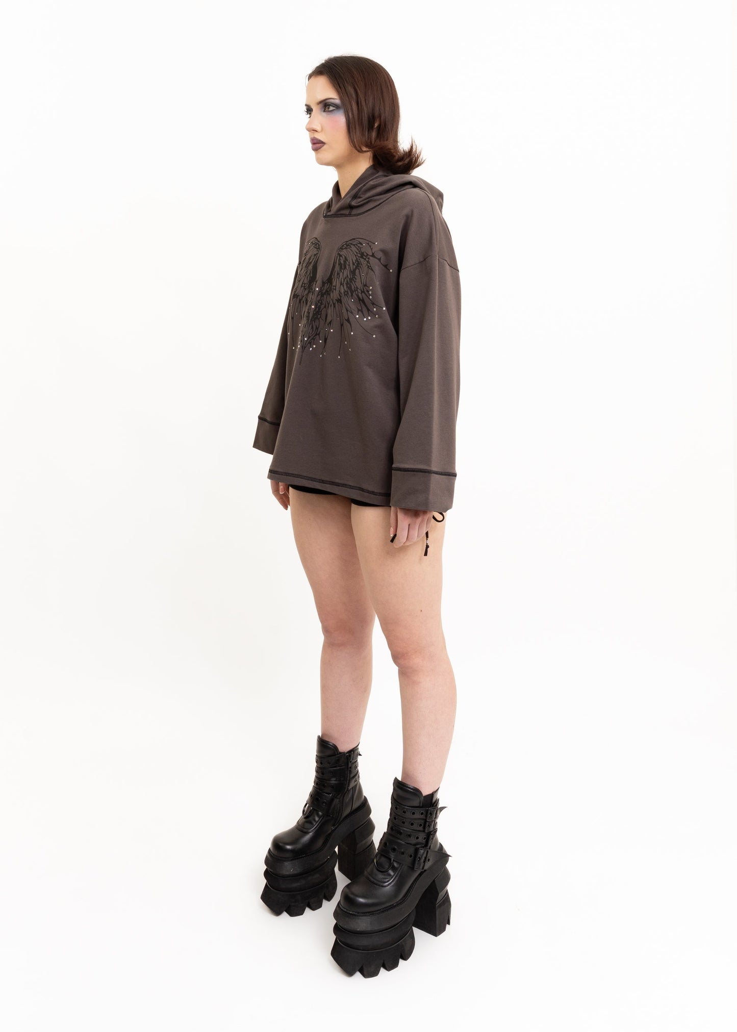 Awatea Anahera Long Sleeve Hooded T-Shirt- bedazzled Bizarre Bazaar