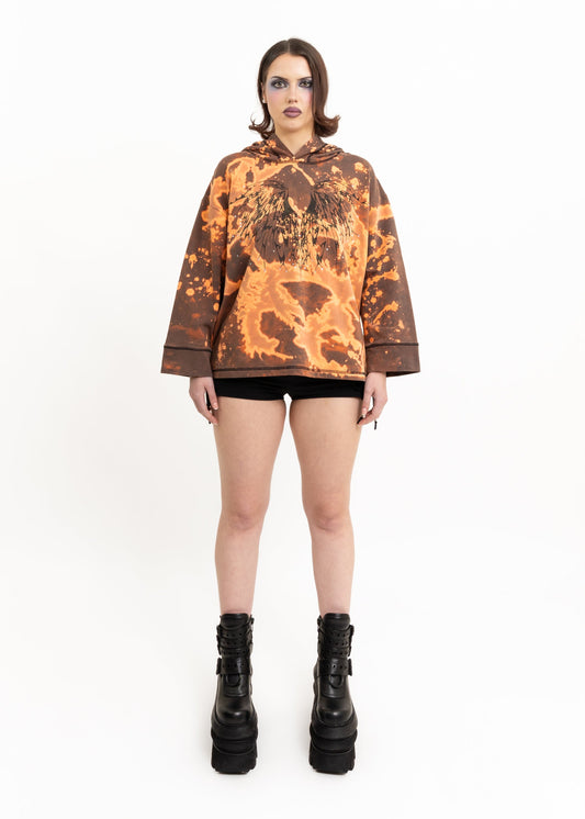 Awatea Anahera Long Sleeve Hooded T-Shirt- bleached Bizarre Bazaar