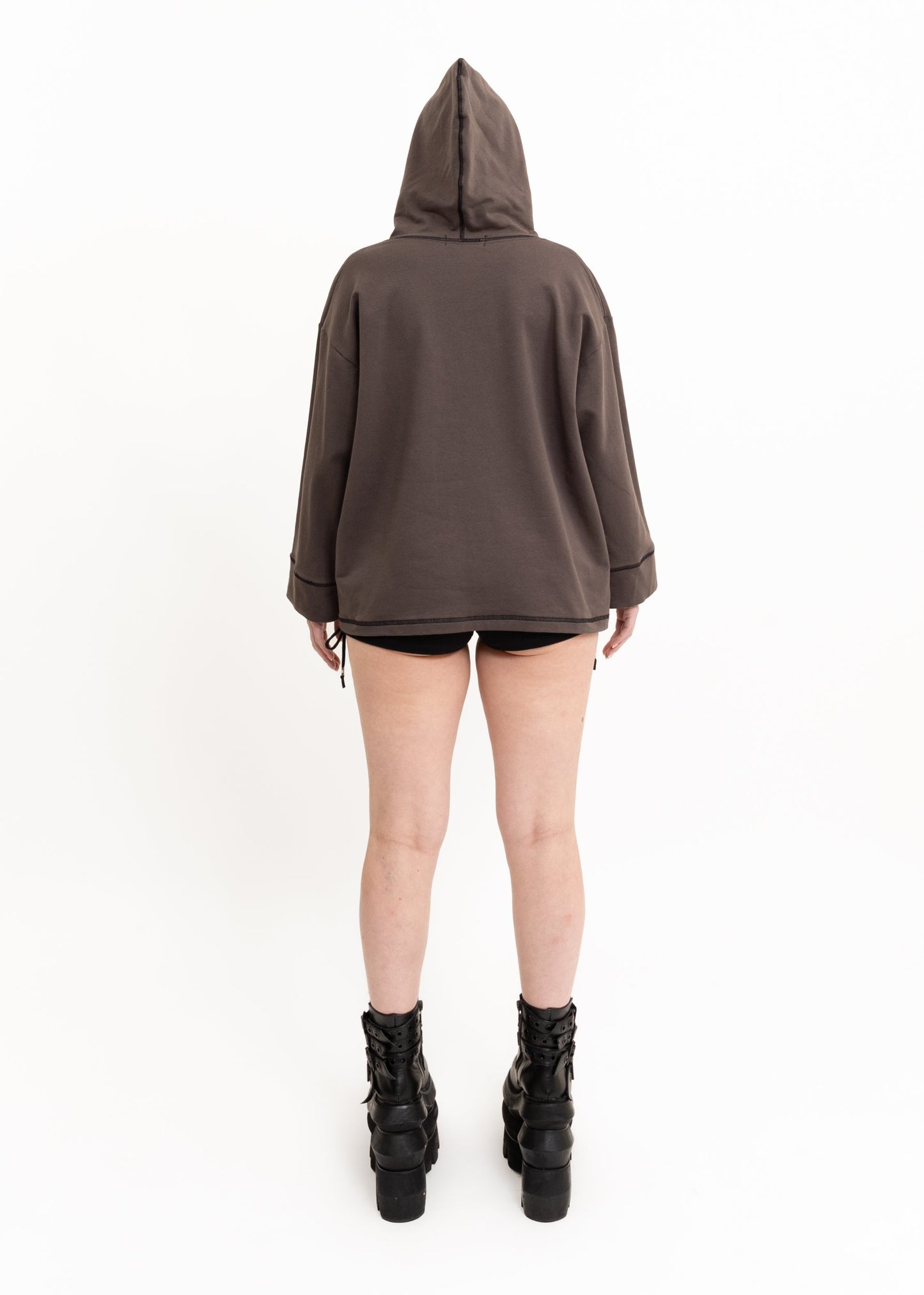 Awatea Anahera Long Sleeve Hooded T-Shirt- lace trim Bizarre Bazaar