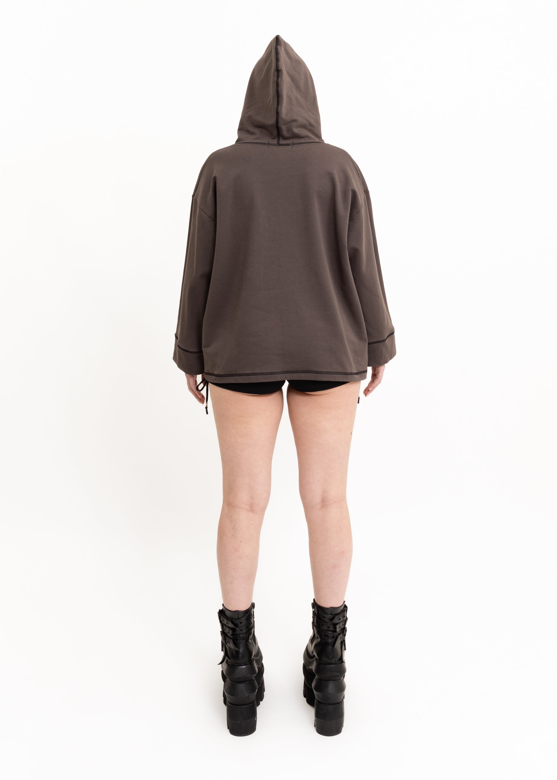 Awatea Anahera Long Sleeve Hooded T-Shirt- lace trim Bizarre Bazaar
