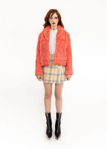 Hottey Girl Apricot pink rabbit fur coat