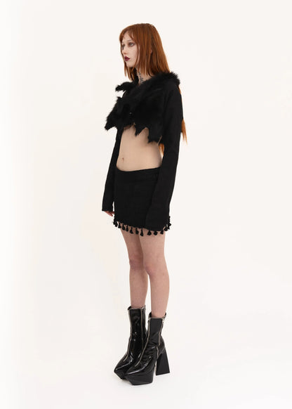 Lela Jacobs Asymmetric draped cowhide jacket