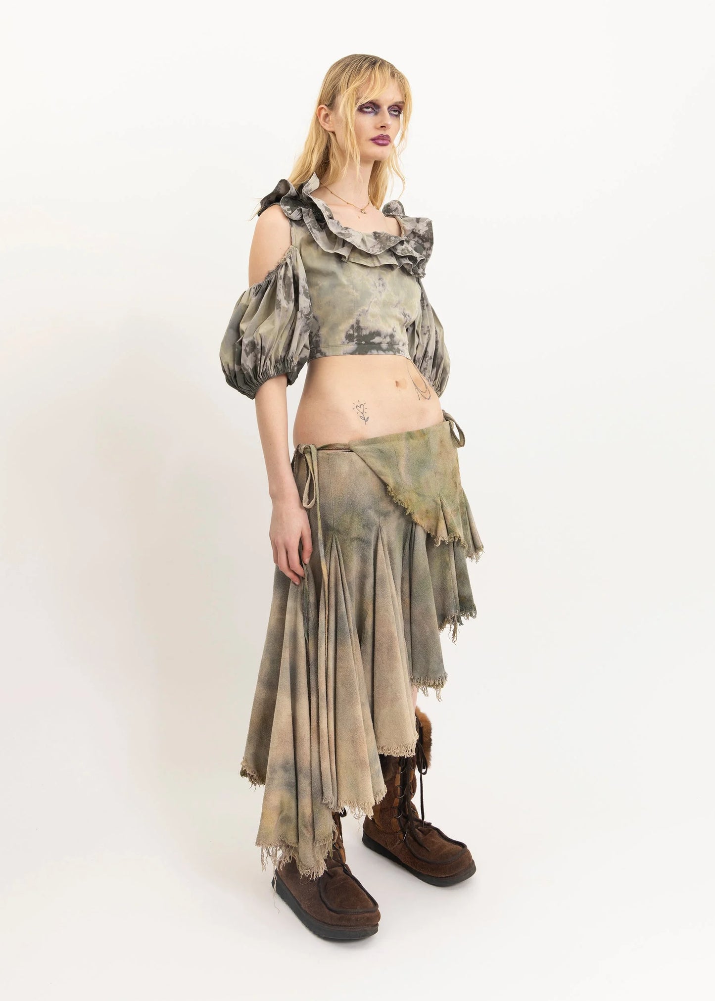 Banshee Asymmetric linen wrap skirt