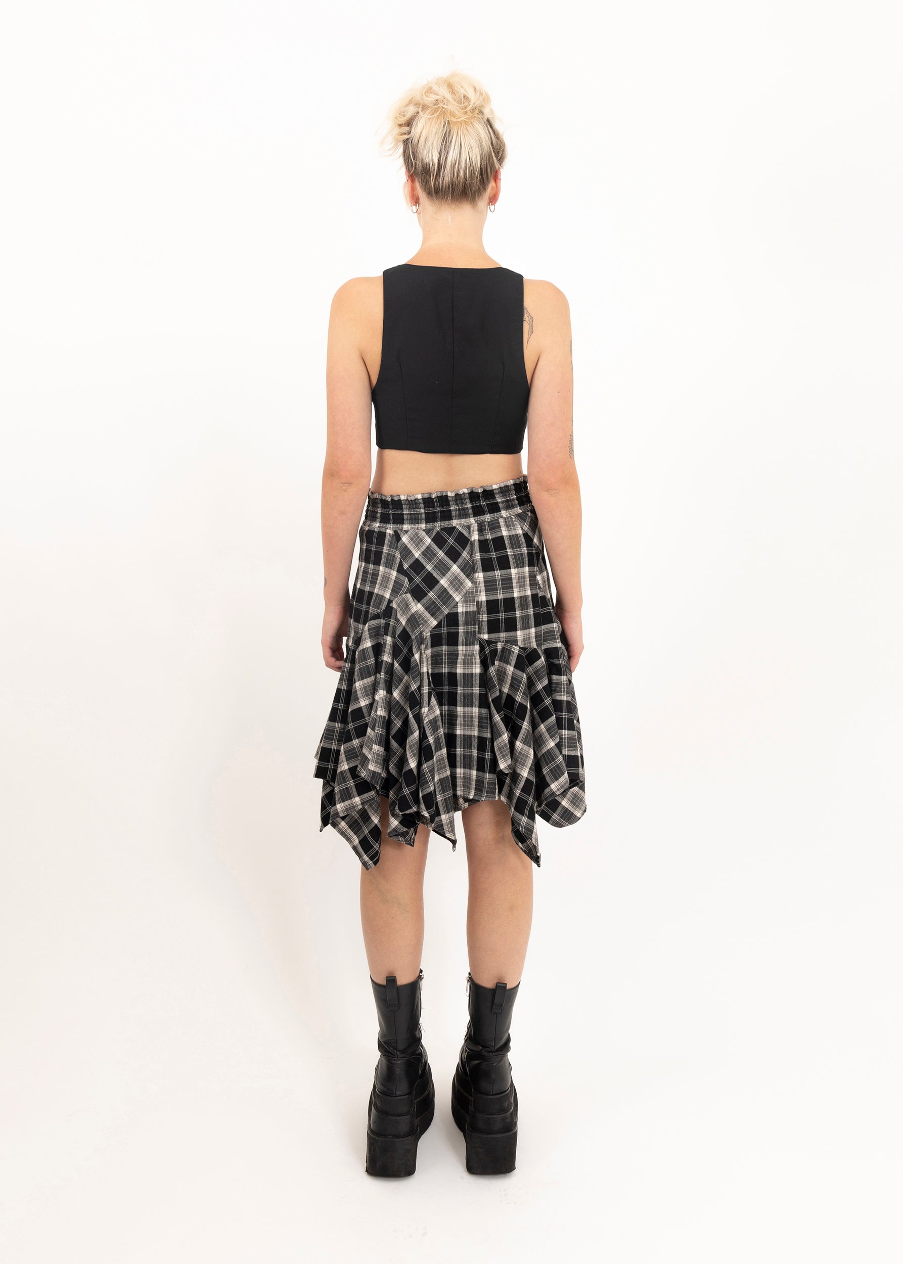 Refreshing Atsuro Tayama Asymmetric tartan skirt