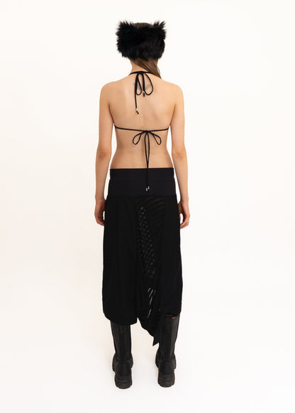 Nom* D Asymmetric wool/ sheer panelled skirt Bizarre Bazaar