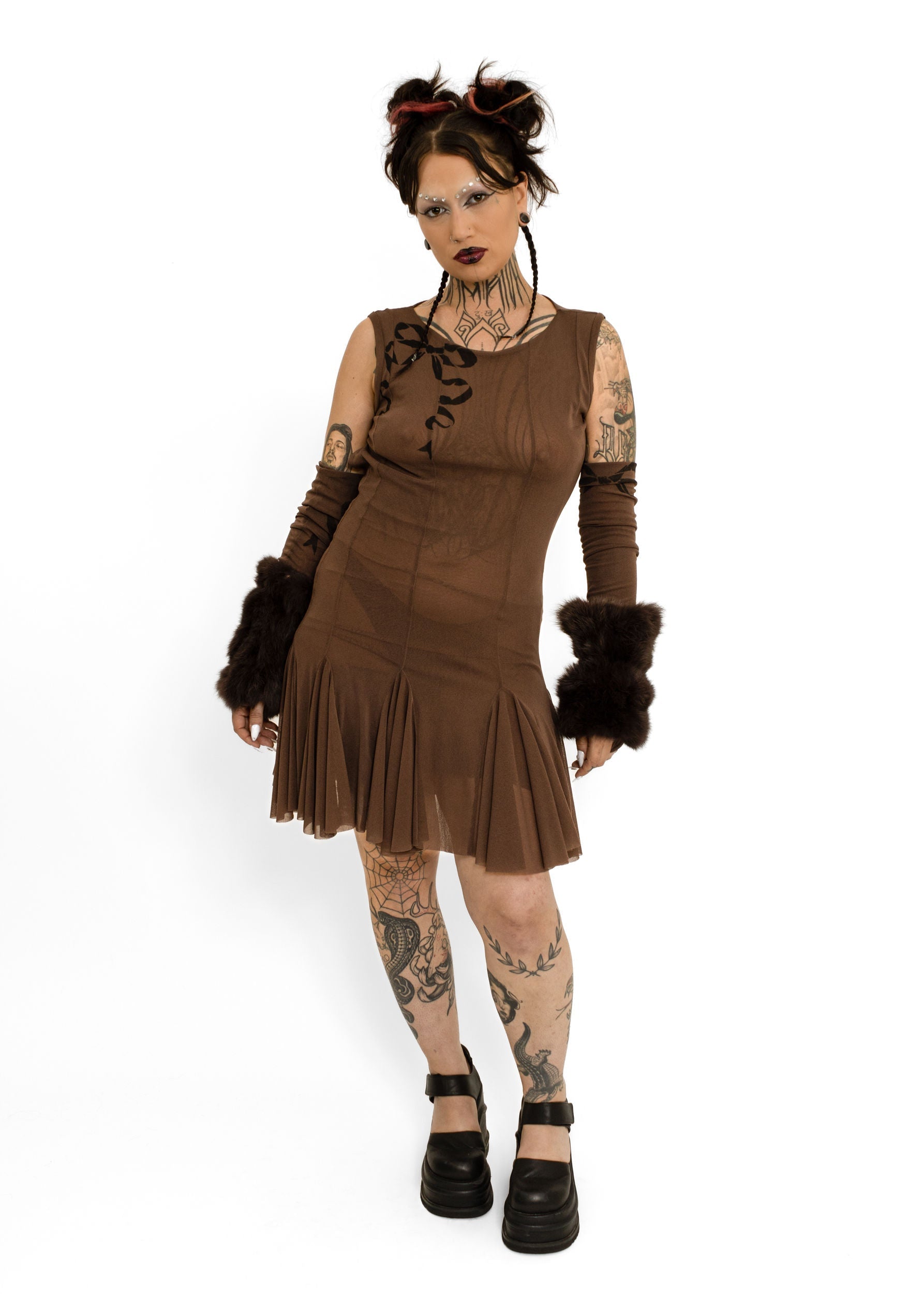 Banshee Athena Mini Dress- brown