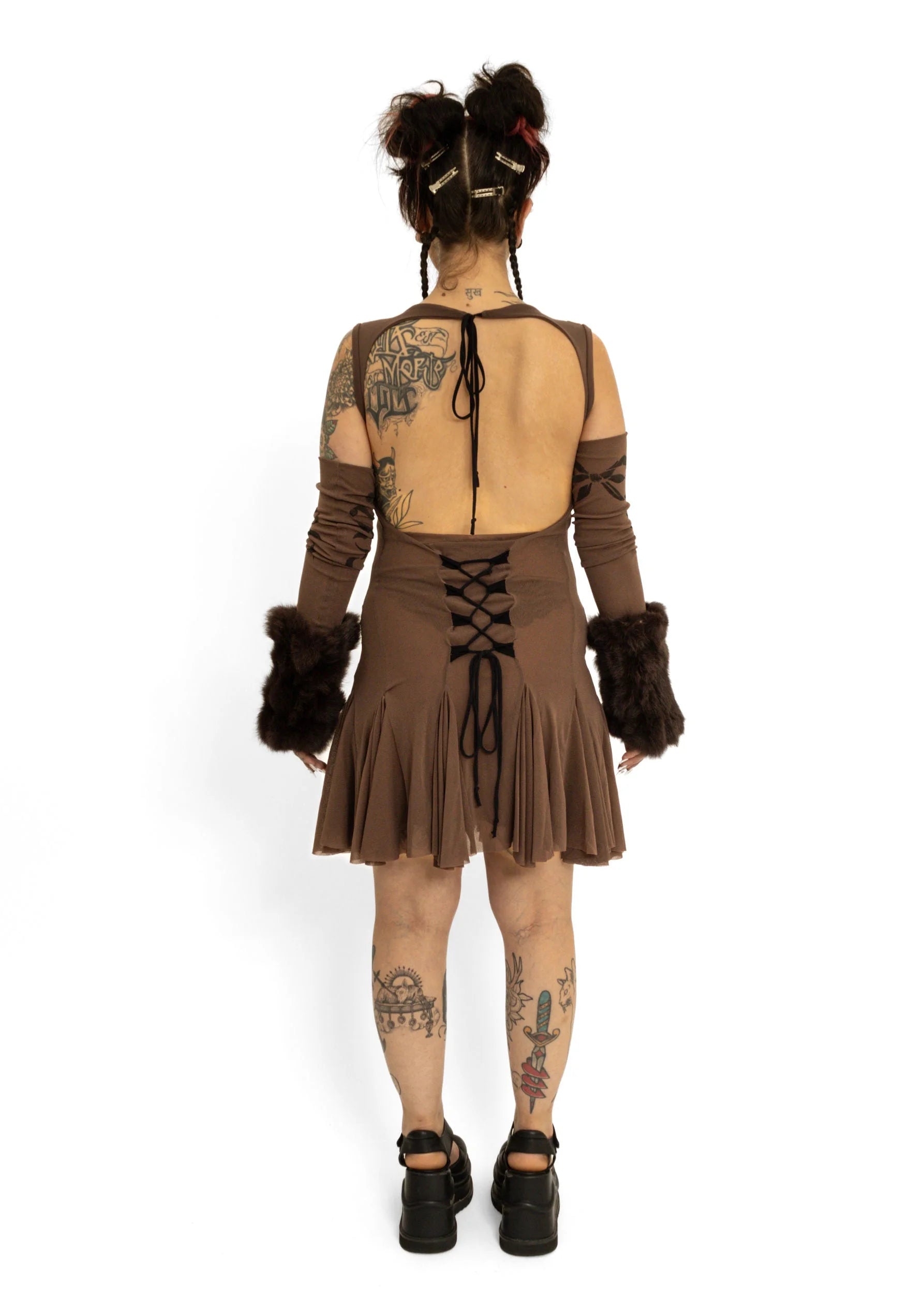 Banshee Athena Mini Dress- brown