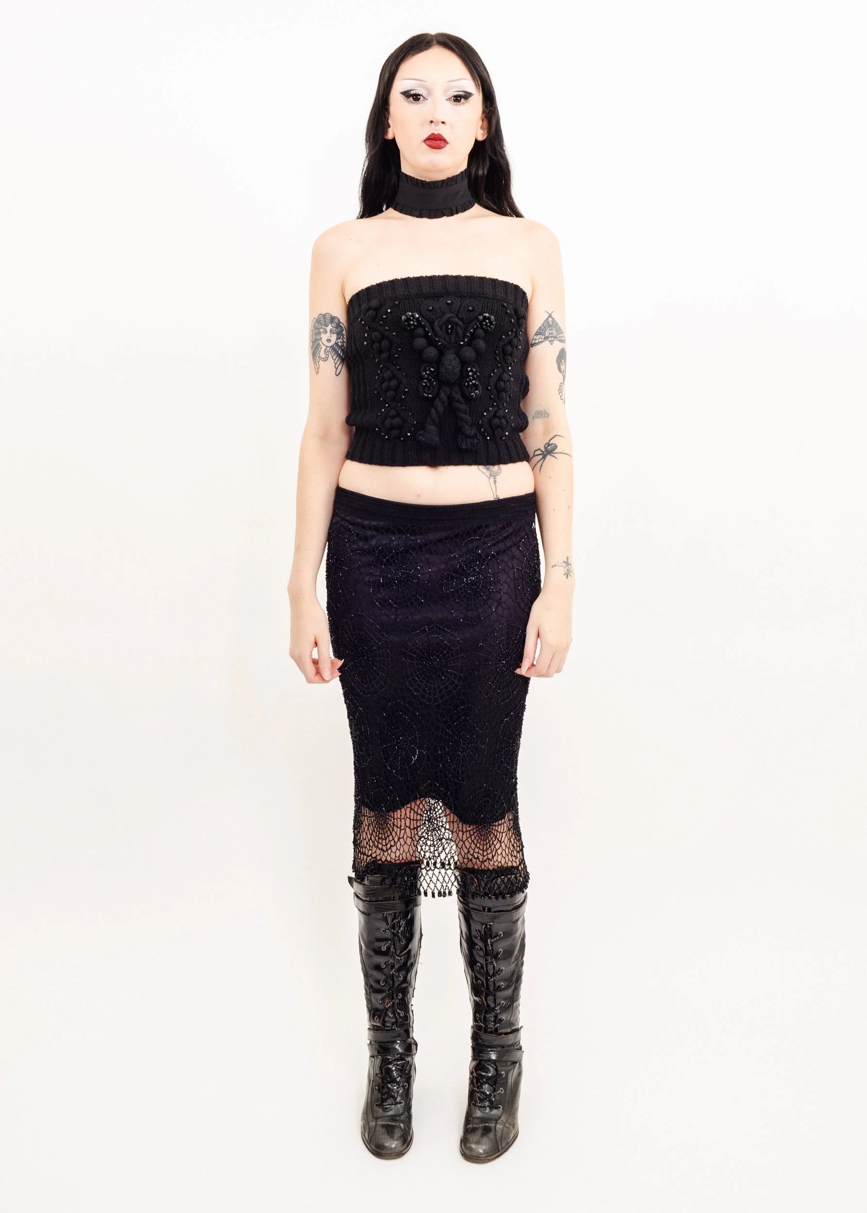 Bizarre Bazaar Avante goth glass bead spiderweb skirt