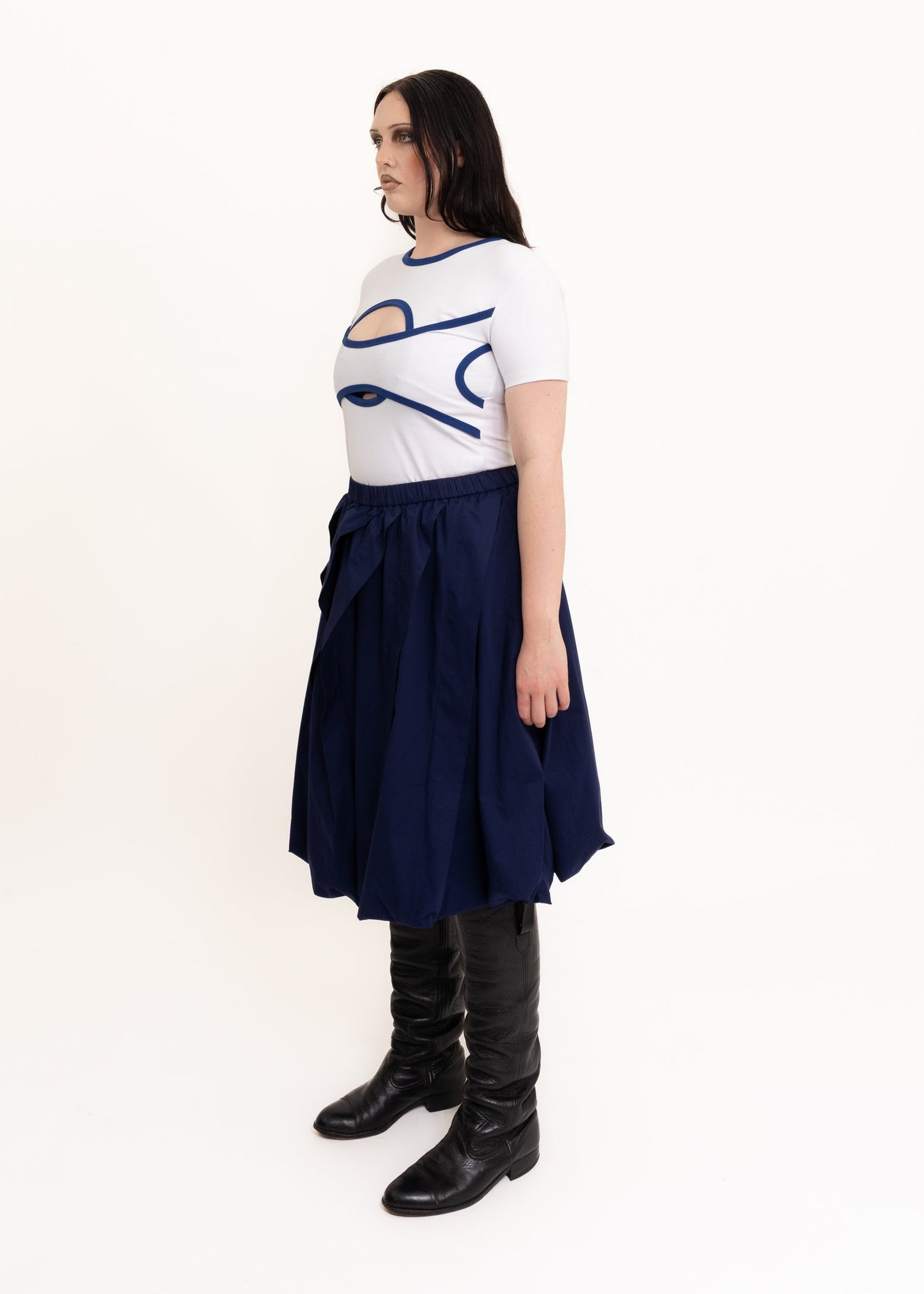 Baby Tee- white/ blue