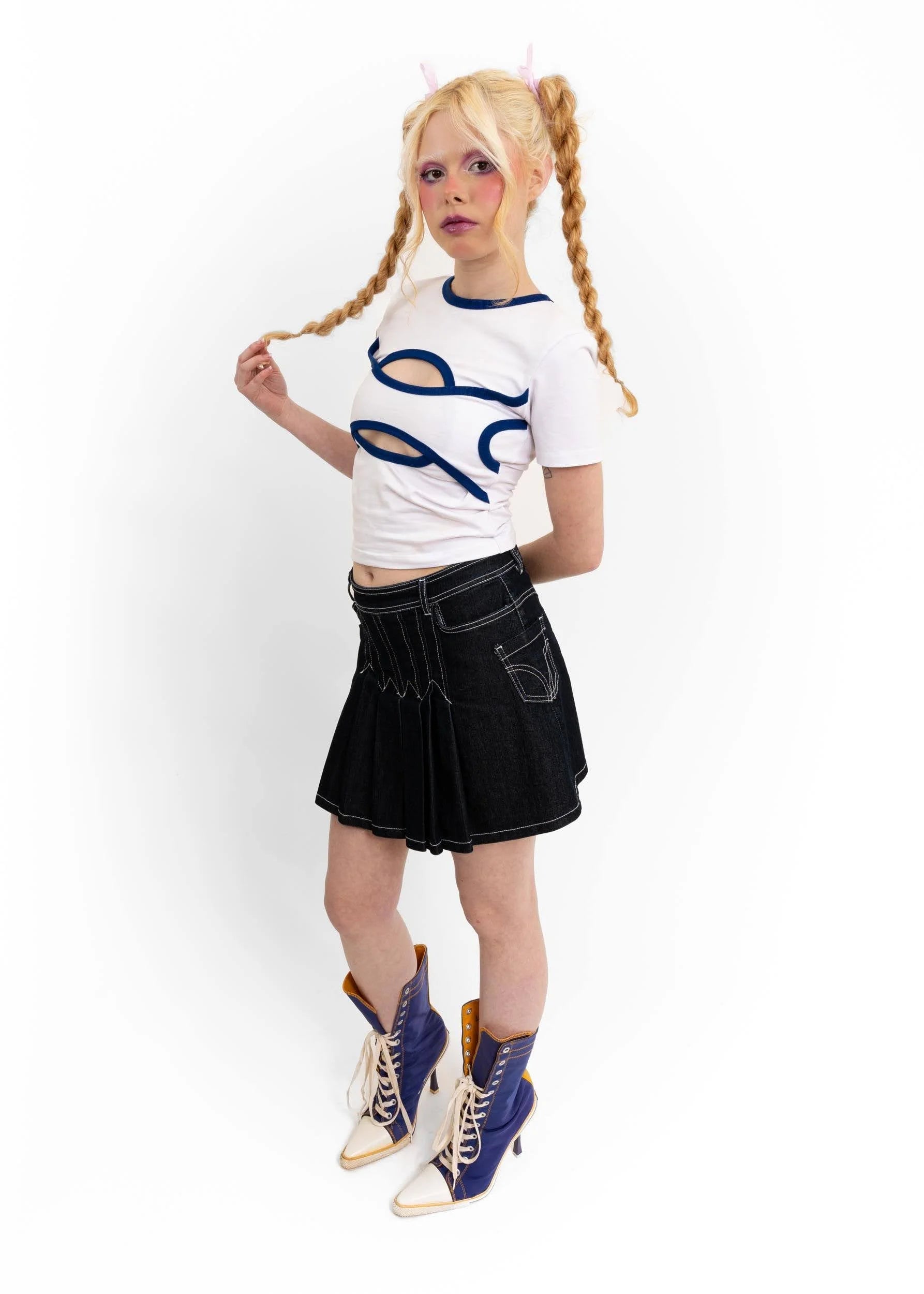 Spitsubishi Baby Tee- white/ blue