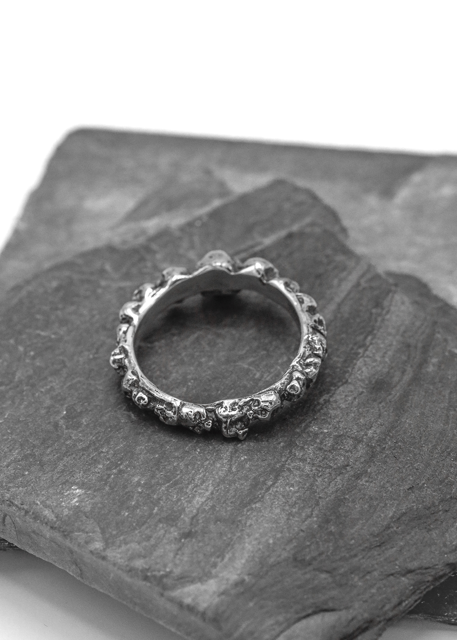 Nick Rule sterling silver band of skulls ring Bizarre Bazaar